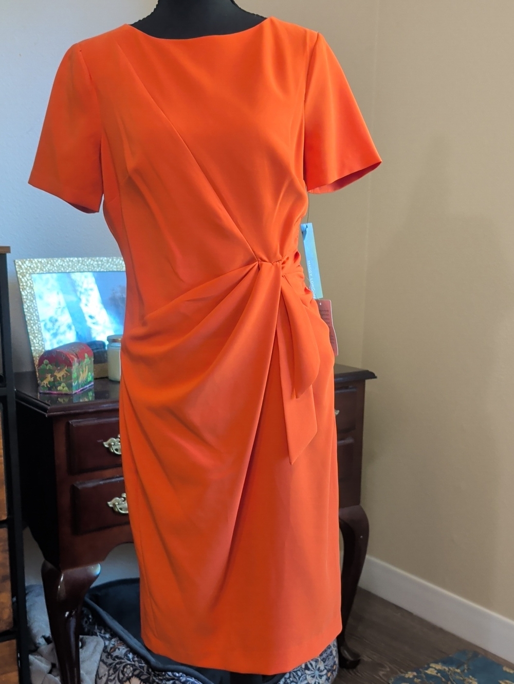Maggy London Orange Midi Dress.